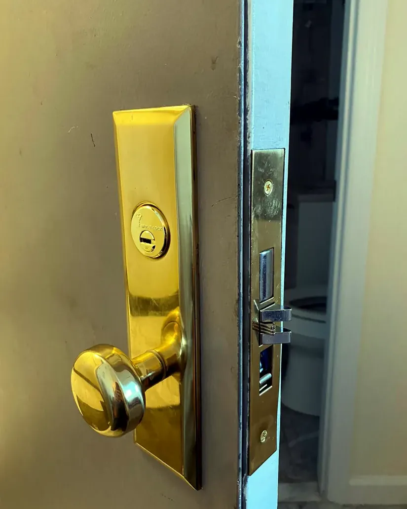 Commercial mortise lock on an office door